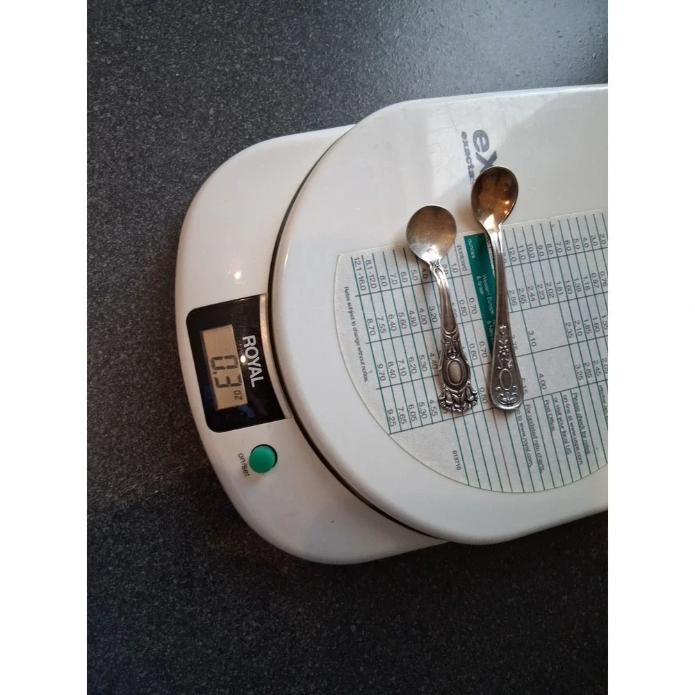 Sterling Silver Pair Baker Manchester  Salt Spoons Appx. .3 oz total weight
